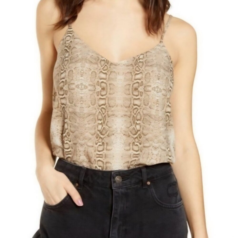Leith Tan Snake Print Spaghetti Strap Tank Top Camisole Size XXS Lined